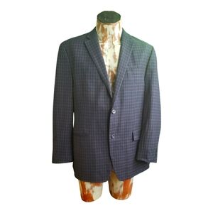 Michael Kors Cotton Men’s  Blazer Blue Checkered Size 42 R Spring Overcoat